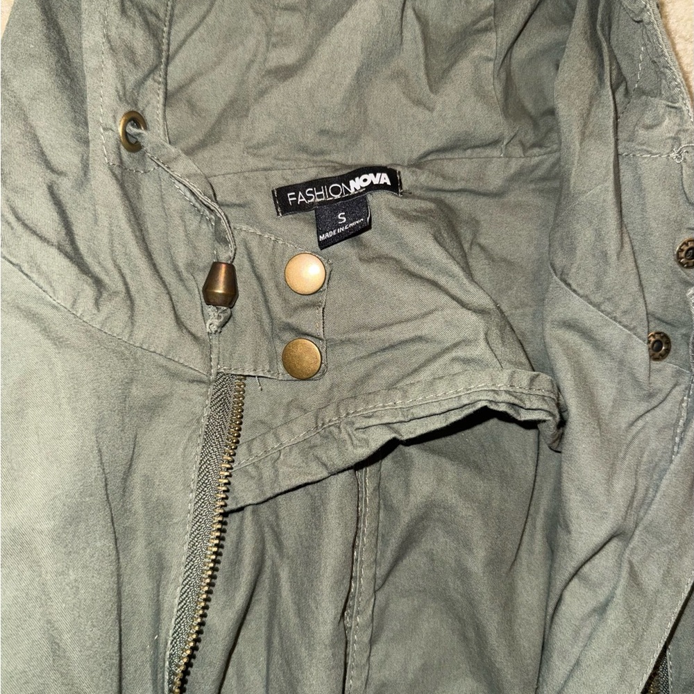 Fashion Nova Khaki Hooded Jacket